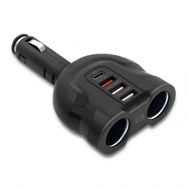 Rozdzielacz gniazda zapalniczki samochodowej 12-24V | 52W | 2,4A | 2xUSB | USB QC 3.0 | USB-C PD | 2x gniazdo zapalniczki do papierosów