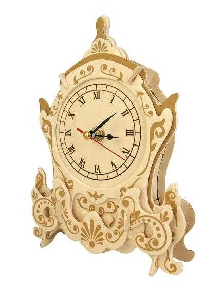 Woodcraft drewniane puzzle 3D zegar skrzat