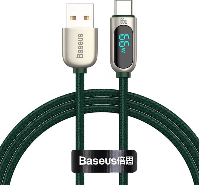 Baseus kabel USB na USB‑C z wyświetlaczem 66 W, 1 m, zielony