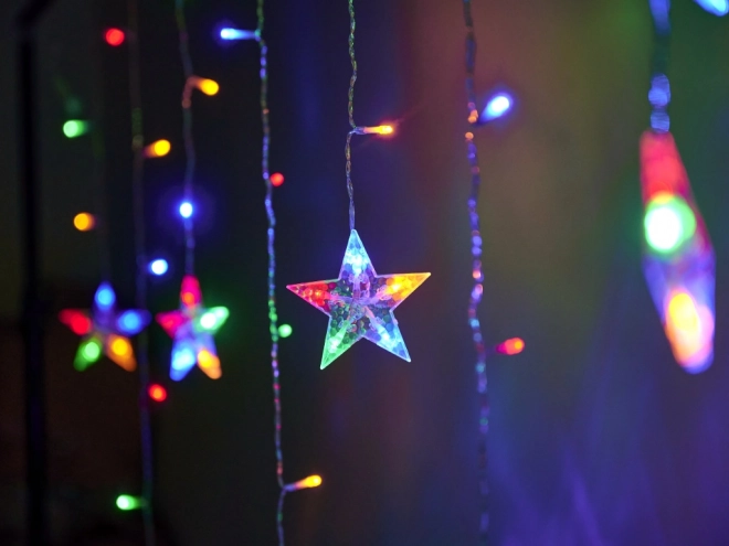 LED kolorowa kurtyna z motywami świątecznymi - 2,5 m, 138 LED