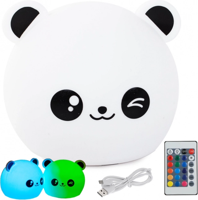 Dziecięca dotykowa lampka nocna Panda RGB LED z pilotem i ładowaniem USB