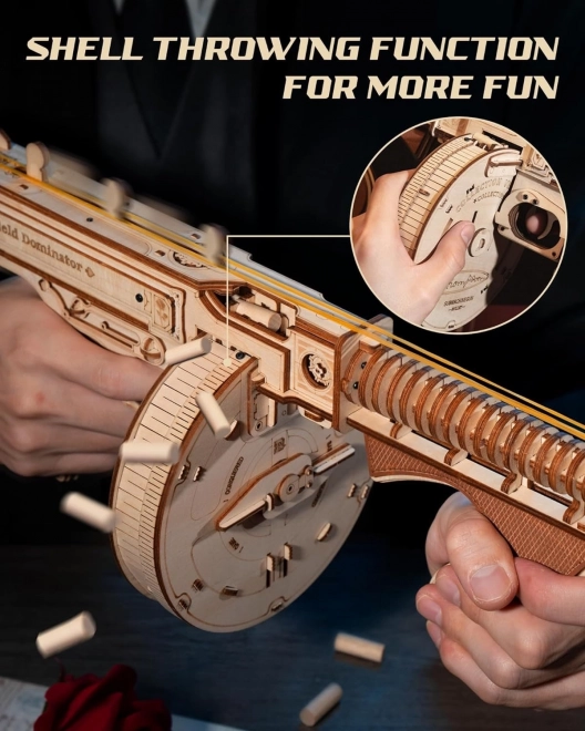 RoboTime 3D Drewniane mechaniczne puzzle Karabin Thompson