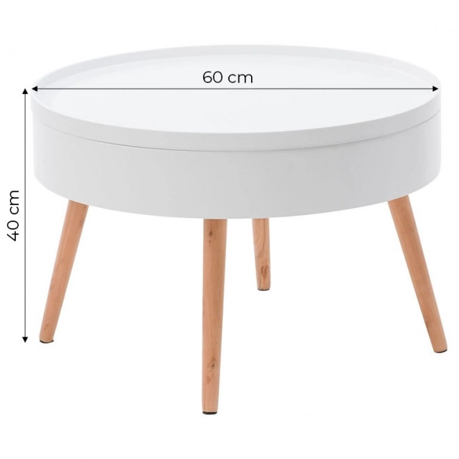 Okrągły stolik kawowy z miejscem do przechowywania 60 cm