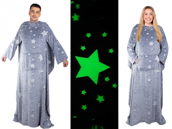 Koc polarowy z rękawami – świecący w ciemności