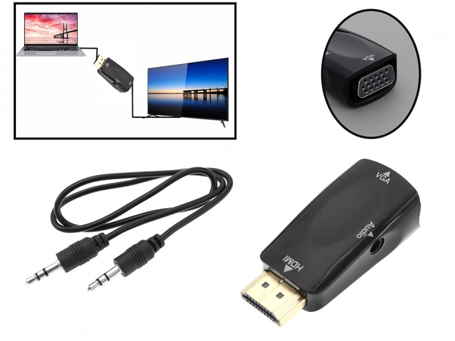 Konwerter z HDMI na VGA z wyjściem audio