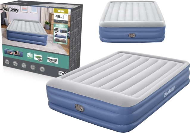 Materac dmuchany 203 × 152 × 46 cm BESTWAY z wbudowaną pompką