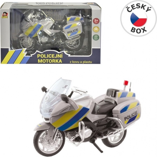 Policyjny motocykl metalowy 18 cm srebrny