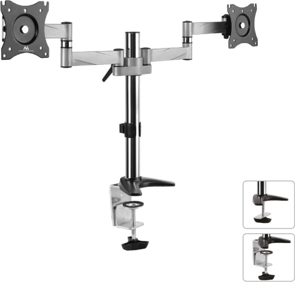 Stojak na dwa monitory LCD Maclean 13–27" 8 kg aluminiowy