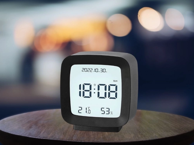 Cyfrowy budzik z wyświetlaczem LCD oraz pomiarem temperatury i wilgotności