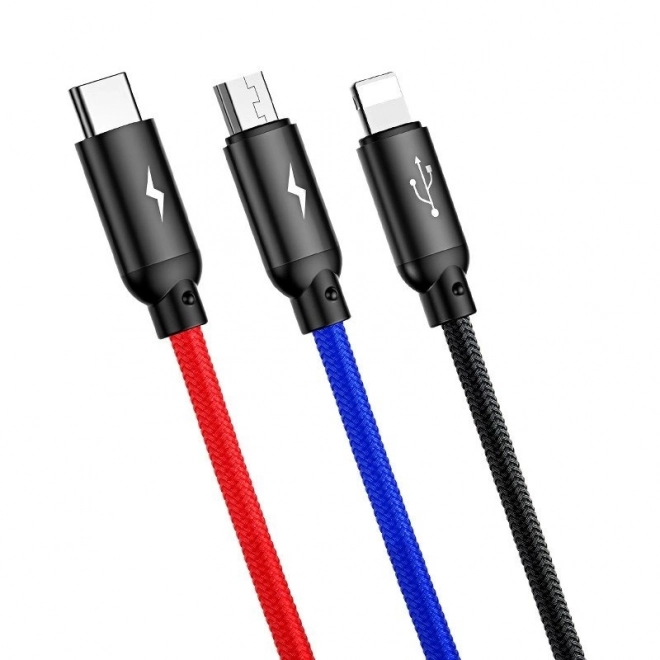 Baseus szybki kabel USB 3w1 z złączami Type C / Lightning / Micro 3A 1,2M - czarny