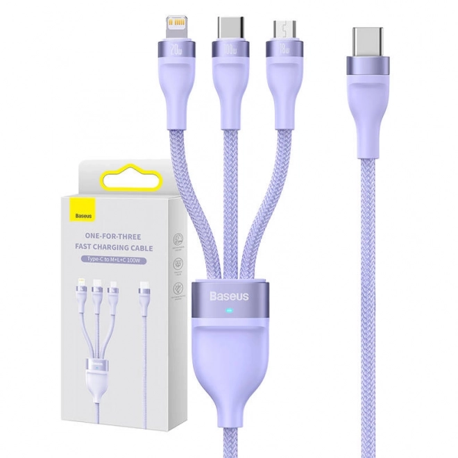 Wielofunkcyjny kabel ładujący Baseus z konektorami USB-C, Micro USB i Lightning, 100W, 1,5 m