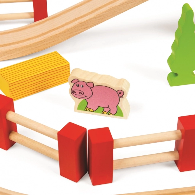 Bigjigs Rail Drewniana kolejka z wiejską drogą 80 części