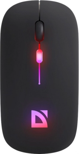 Bezprzewodowa mysz DEFENDER Touch, ciche kliknięcia, RGB, BT + 2,4 GHz, ładowana, 800/1200/1600 DPI, czarna