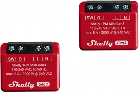 Shelly 1PM Mini Gen3 zestaw 2 inteligentnych przełączników Wi‑Fi/Bluetooth