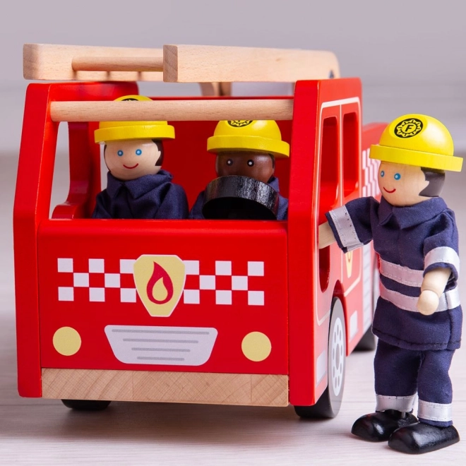 Bigjigs Toys Drewniane strażackie auto