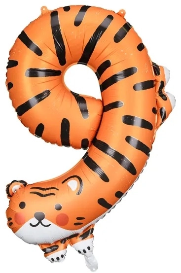 Foliowy balon urodzinowy numer 9 - Tygrys 64 x 87 cm