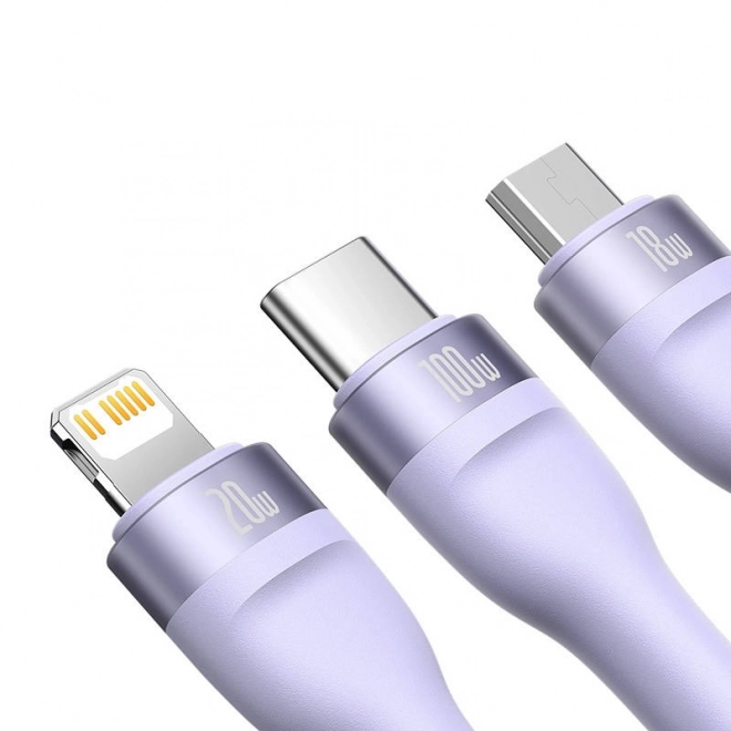 Wielofunkcyjny kabel ładujący Baseus z konektorami USB-C, Micro USB i Lightning, 100W, 1,5 m