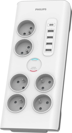 Ochrona przeciwprzepięciowa z 6 gniazdami FR, USB 35 W, kabel 2 m