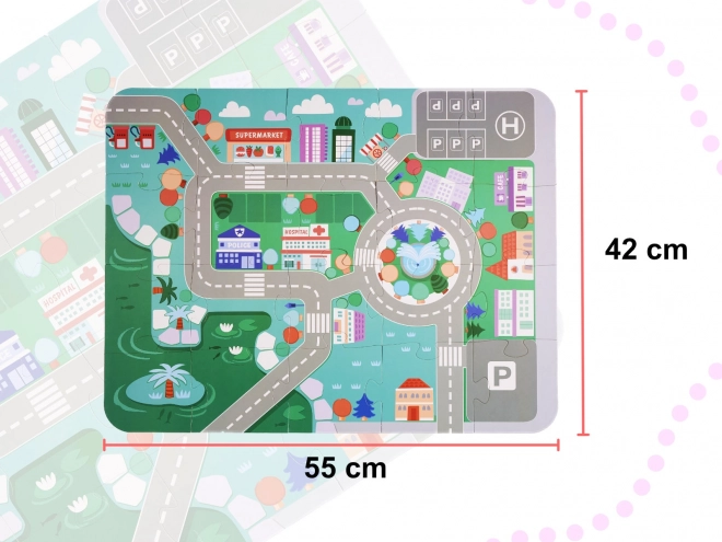 Drewniane edukacyjne miasto puzzle 120 elementów