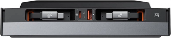 Rozdzielacz do auta Baseus T‑Space USB‑C/USB‑A z wysuwanymi kablami do TESLI, 45 W, czarny