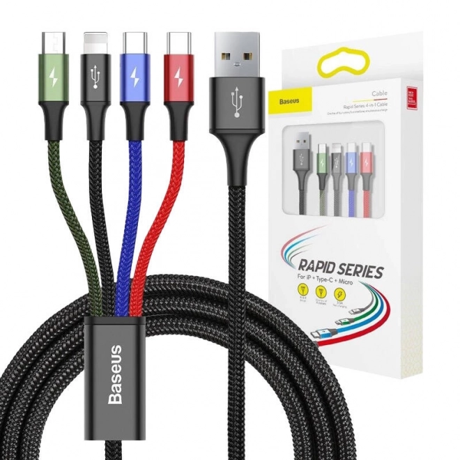 Baseus Szybki kabel USB 4w1 2xUSB-C / Lightning / Micro 3,5A 1,2m - czarny