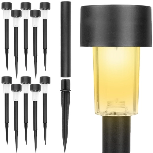 Solarne ogrodowe lampy LED - zestaw 10, wkopywane, wodoodporne, ciepłe białe światło