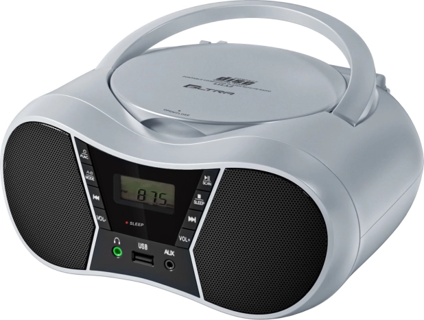 Przenośny radioodtwarzacz CD/MP3 z USB i Bluetooth – srebrny