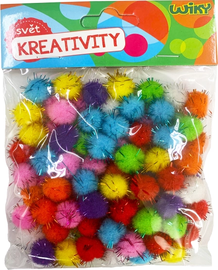 Pompon brokatowy 15 mm, 80 szt.