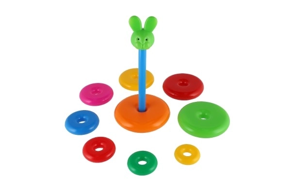 Piramidka składanka z plastikowymi krążkami 28cm assort 2 rodzaje w siatce 12m+