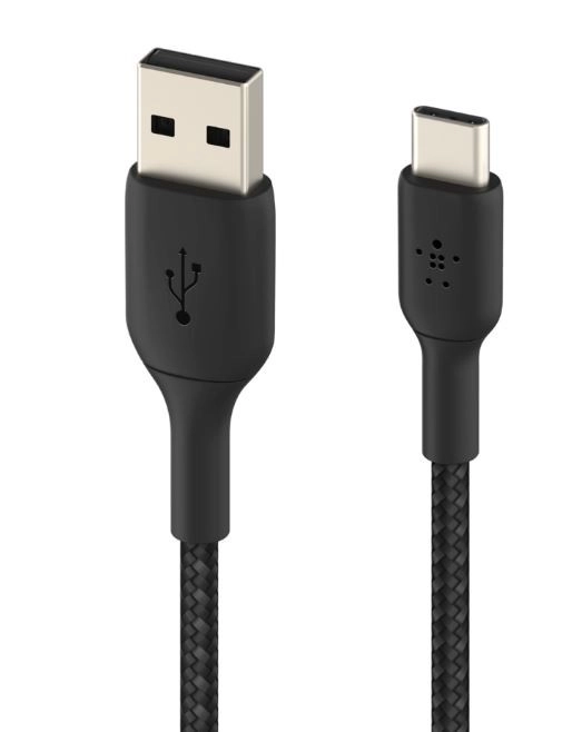Pleciony kabel USB-C na USB-A 2m czarny