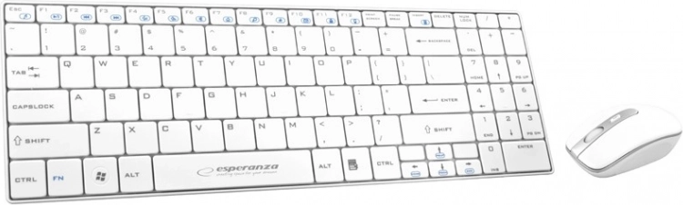 Bezprzewodowa smukła klawiatura i mysz 2,4 GHz LIBERTY biała