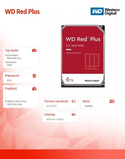 WD Red Plus 6TB Dysk Twardy 3,5"
