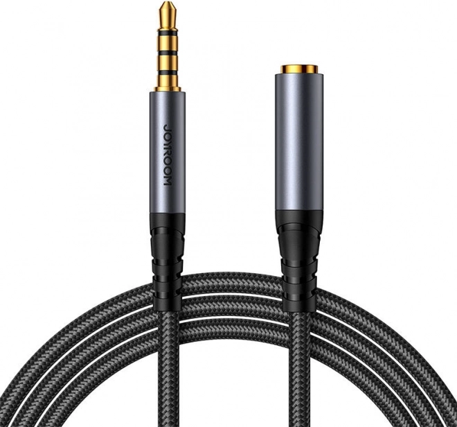 Joyroom przedłużający kabel audio 3,5 mm jack (męski–żeński), w oplocie, 1,2 m, czarny