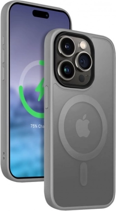 hybrydowe etui Frost MAG Cover do iPhone 15 Pro z MagSafe – szare