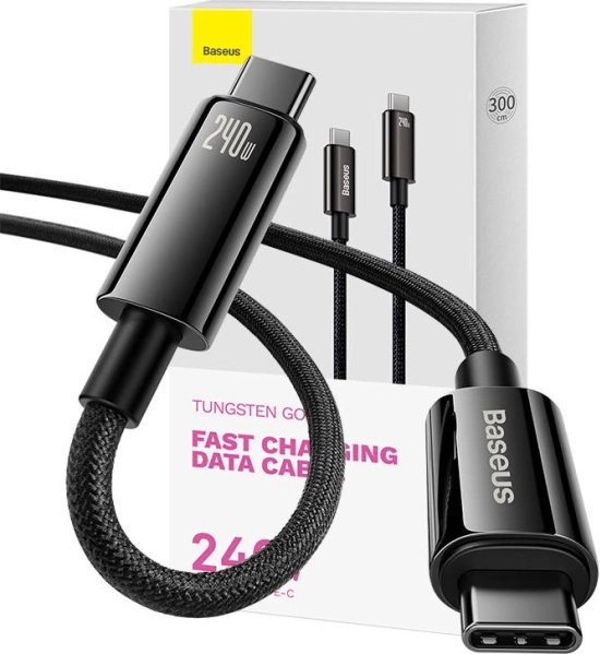 Kabel USB‑C do USB‑C Baseus Tungsten Gold 240W, 3 m, czarny