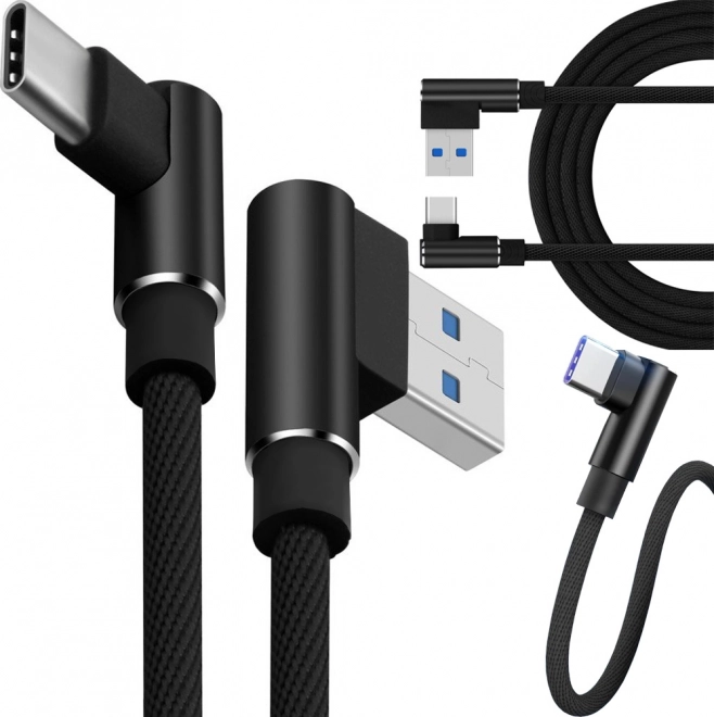 Kabel USB‑C pod kątem 1 m – szybkie ładowanie, w oplocie, USB‑A do USB‑C