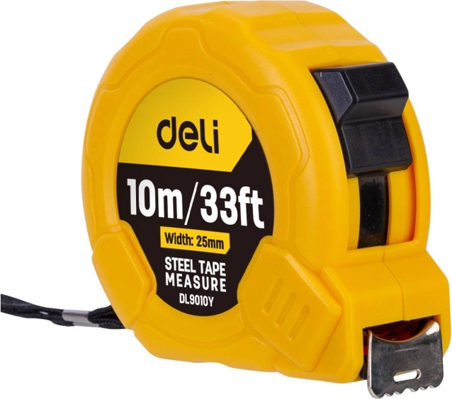 Żółty metr Deli Tools 10 m/25 mm