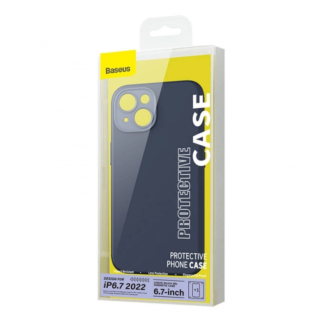 Magnetyczne etui i zestaw szkła hartowanego do iPhone 14 Plus - Baseus Liquid Silica niebieskie