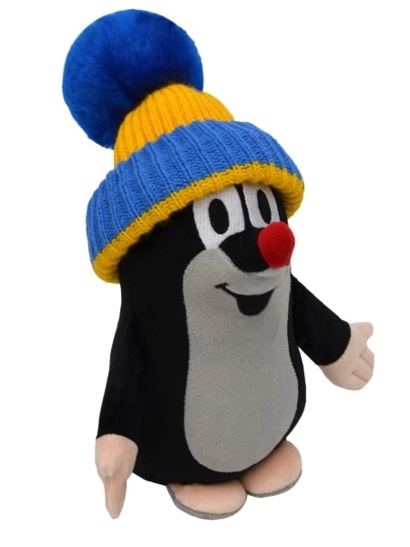 Krecik z czapką niebiesko-żółtą Baby stojącą 25cm 0+