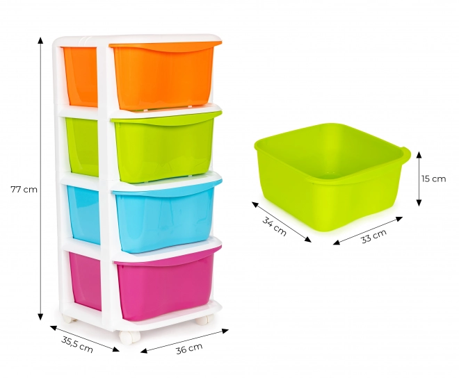 Praktyczny organizer z 4 wysuwanymi plastikowymi szufladami