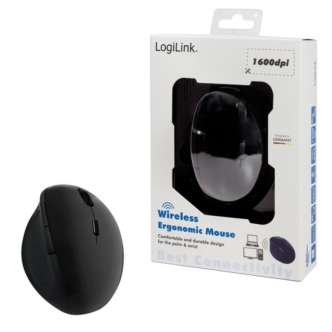 Ergonomiczna bezprzewodowa mysz optyczna 2.4GHz 1600dpi czarna