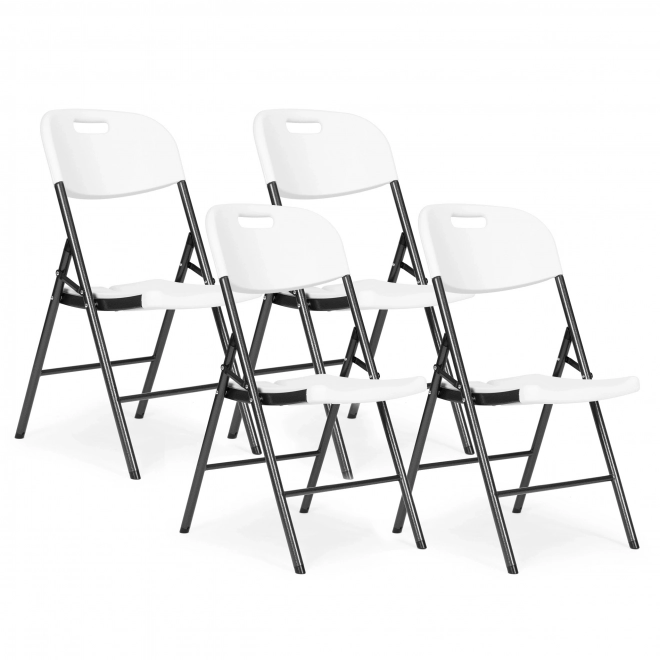 Zestaw 4 składanych krzeseł ModernHome – metal, HDPE, białe