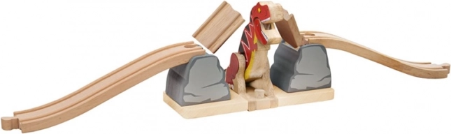 Drewniany most z T. rexem do kolejki BIGJIGS RAIL