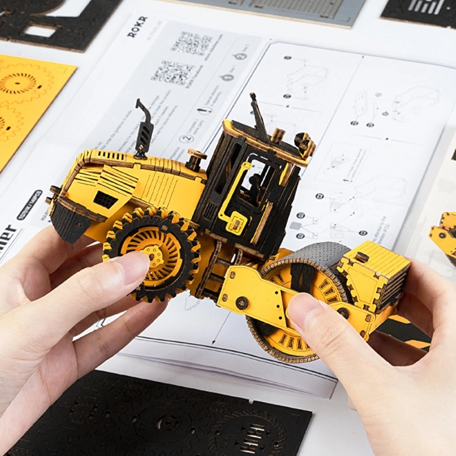 RoboTime drewniane 3D puzzle - Walec drogowy