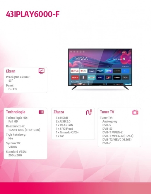 Telewizor LED 43'' IPLAY