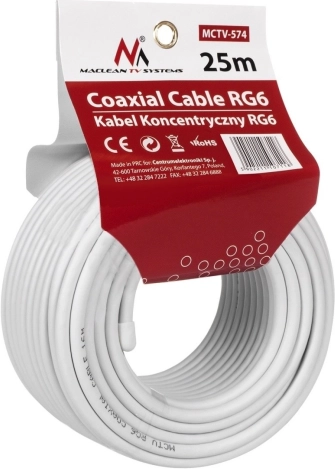 Koncentryczny kabel satelitarny RG6 25 m 1.0 CCS MACLEAN