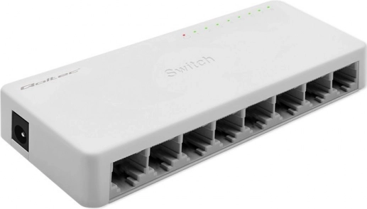 Przełącznik sieciowy 8× RJ45, gigabitowy LAN, Qoltec