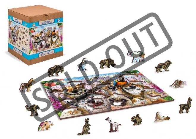 Wooden City drewniane puzzle Szalone Zwierzaki 2w1, 200 elementów EKO