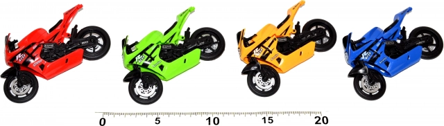 Wyścigowy motocykl 11 cm z wolnymi kołami