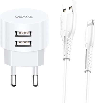 Ładowarka sieciowa USAMS T20 z 2xUSB 2,1A Lightning